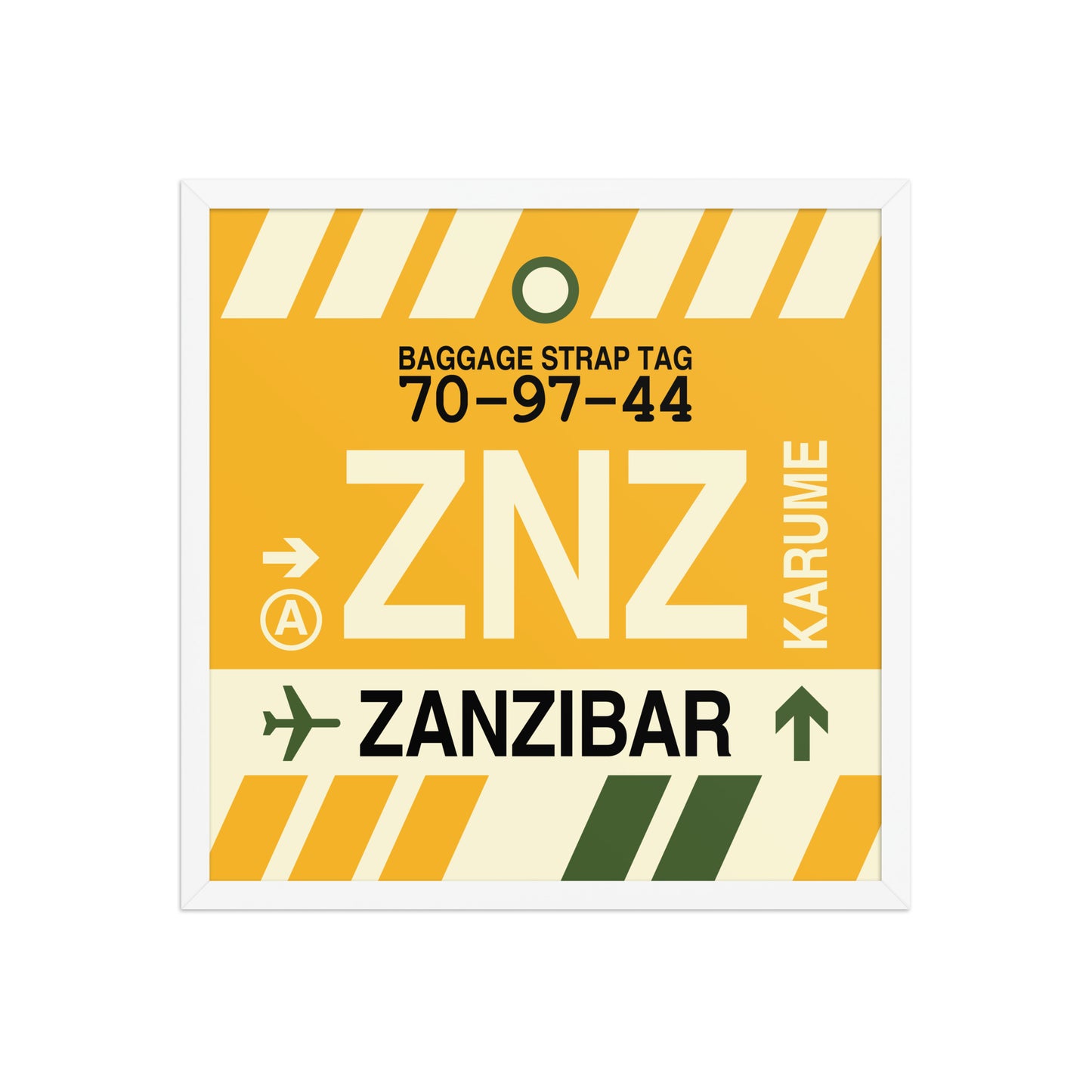 ZNZ Zanzibar Framed Print • Jet Age Baggage Tag Design • YHM Designs - Image 15