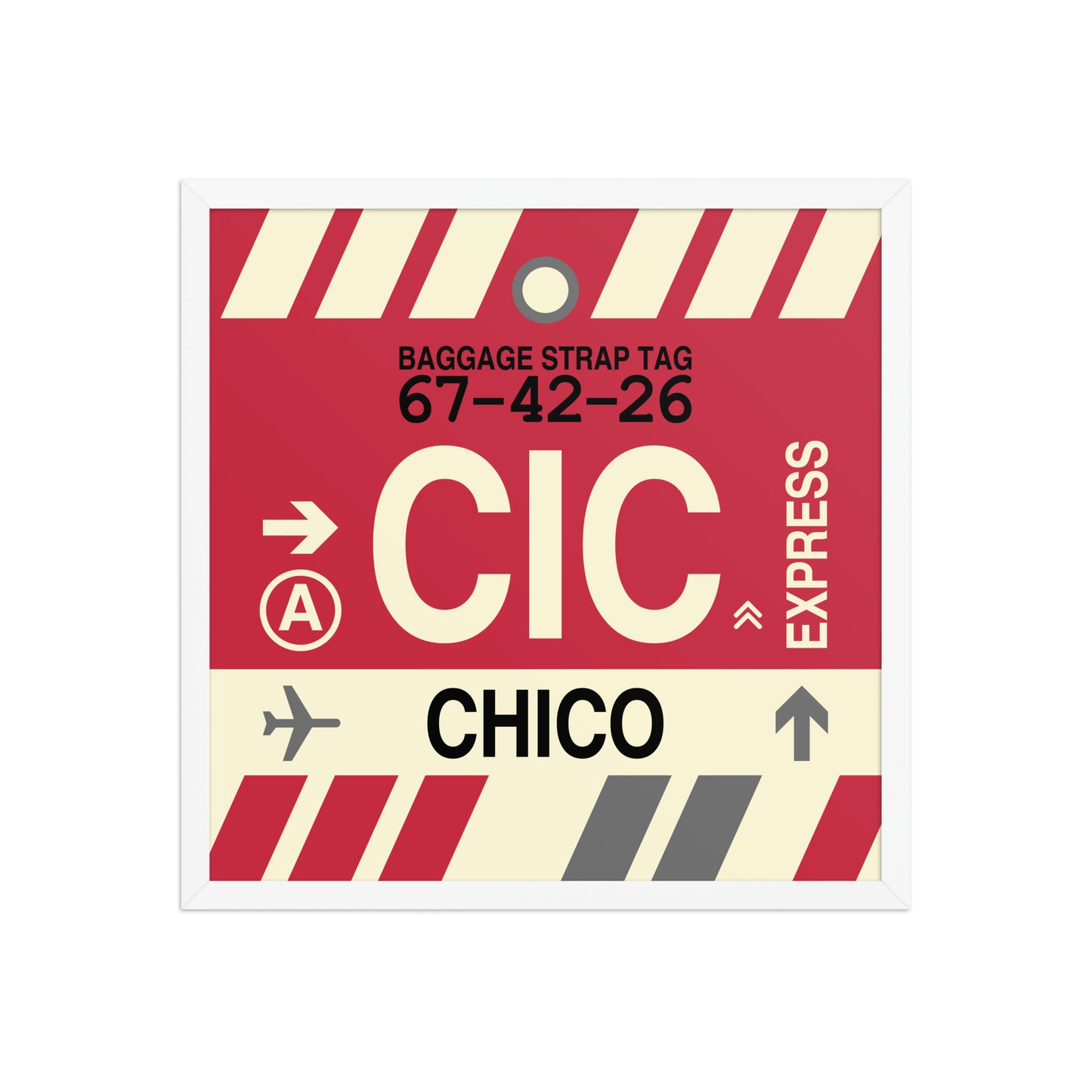 CIC Chico Framed Print • Jet Age Baggage Tag Design • YHM Designs - Image 15