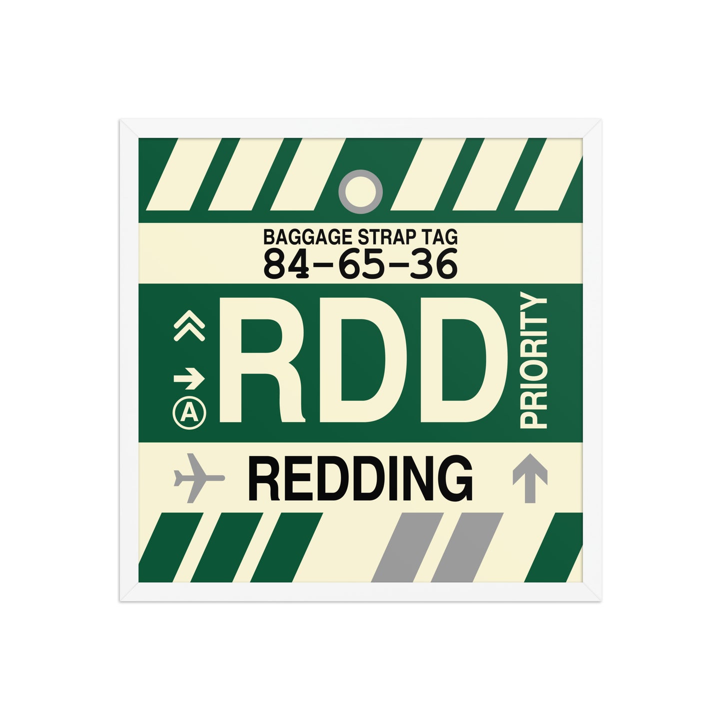 RDD Redding Framed Print • Jet Age Baggage Tag Design • YHM Designs - Image 15