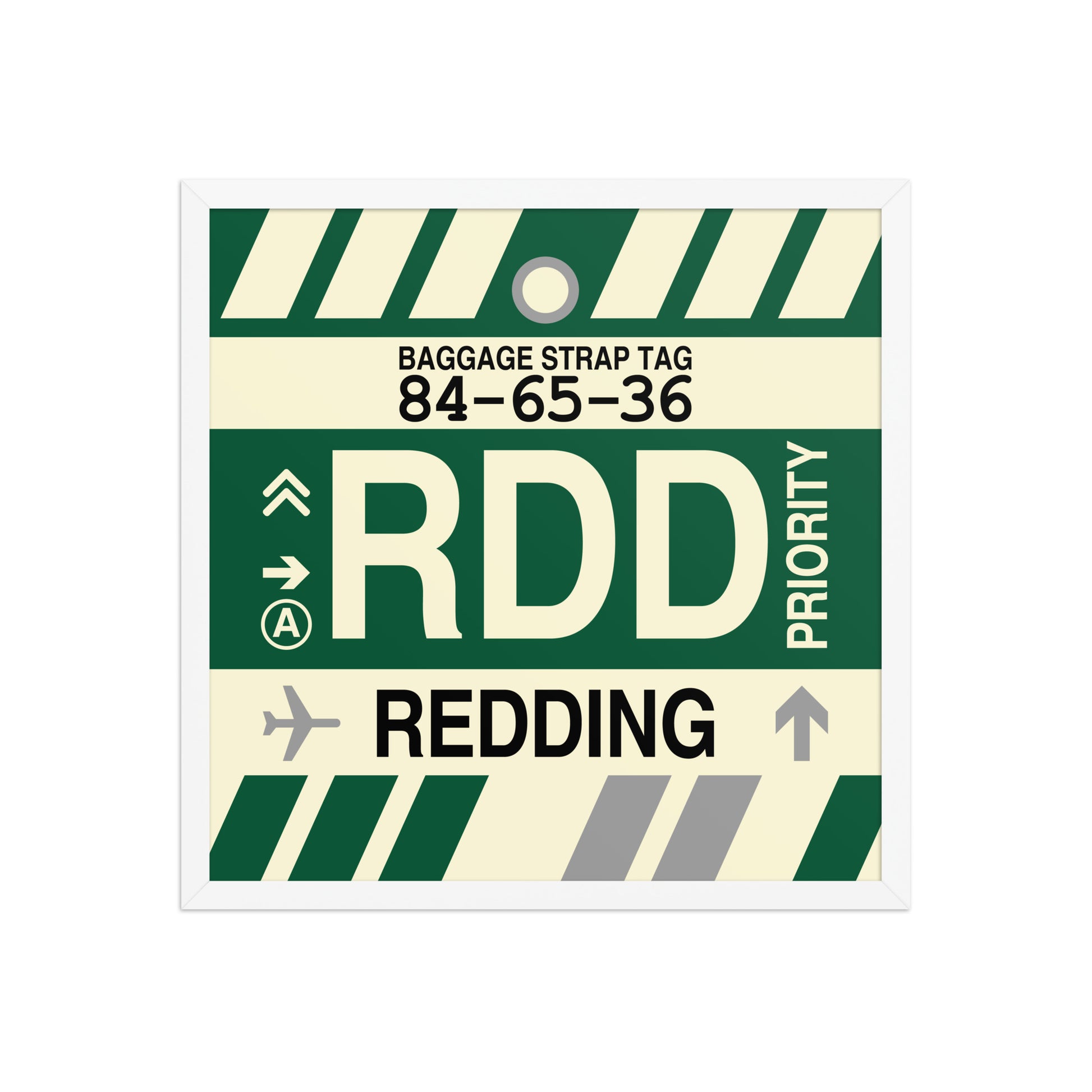 RDD Redding Framed Print • Jet Age Baggage Tag Design • YHM Designs - Image 15