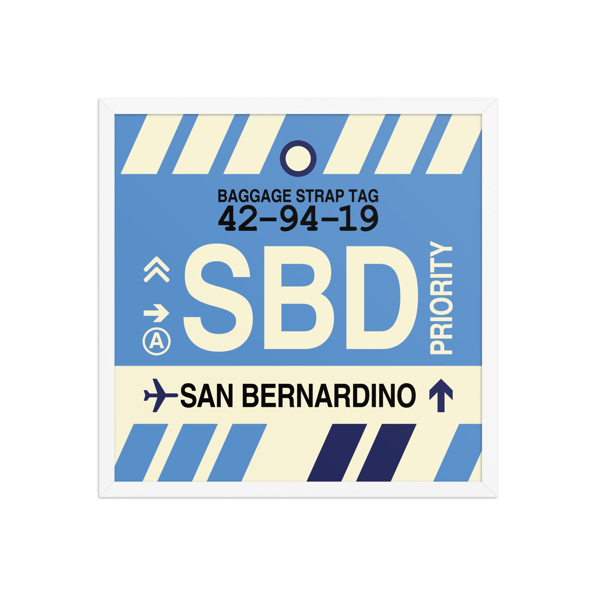 SBD San Bernardino Framed Print • Jet Age Baggage Tag Design • YHM Designs - Image 15