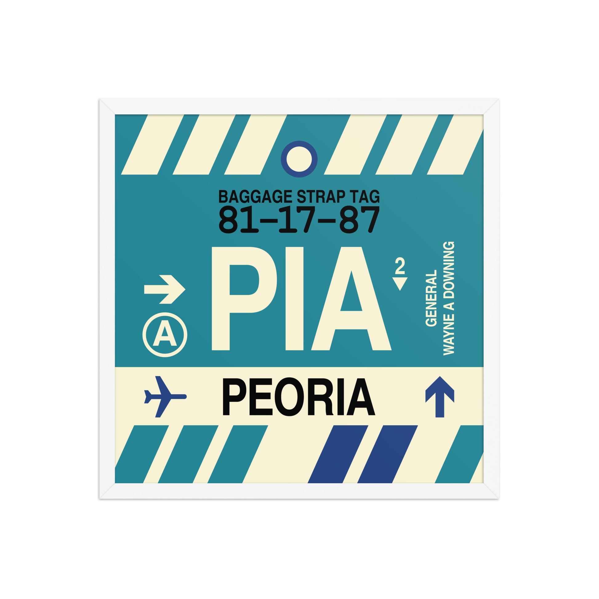 PIA Peoria Framed Print • Jet Age Baggage Tag Design • YHM Designs - Image 14