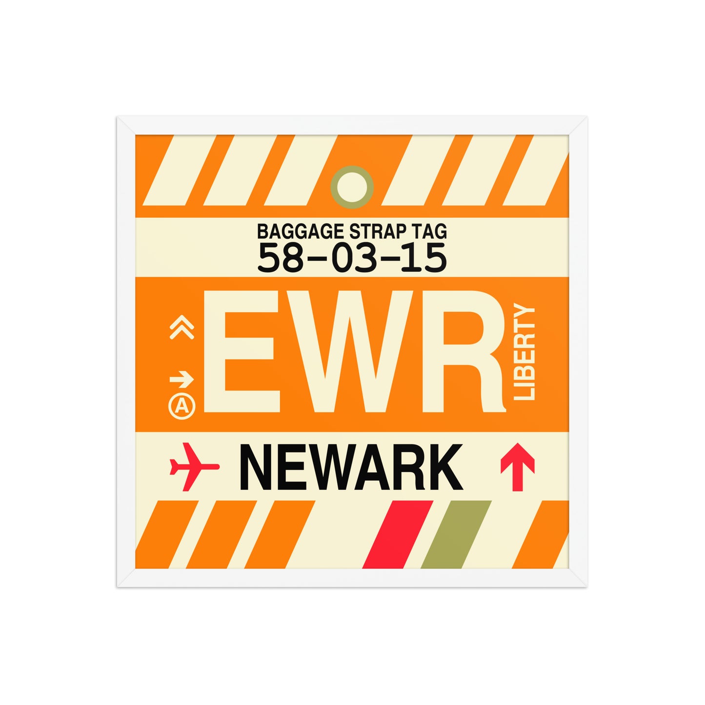 EWR Newark Framed Print • Jet Age Baggage Tag Design • YHM Designs - Image 14