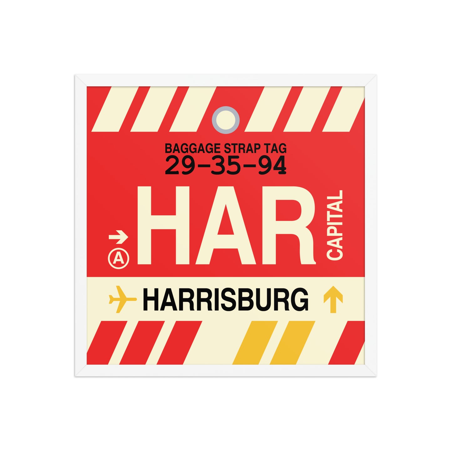 HAR Harrisburg Framed Print • Jet Age Baggage Tag Design • YHM Designs - Image 14
