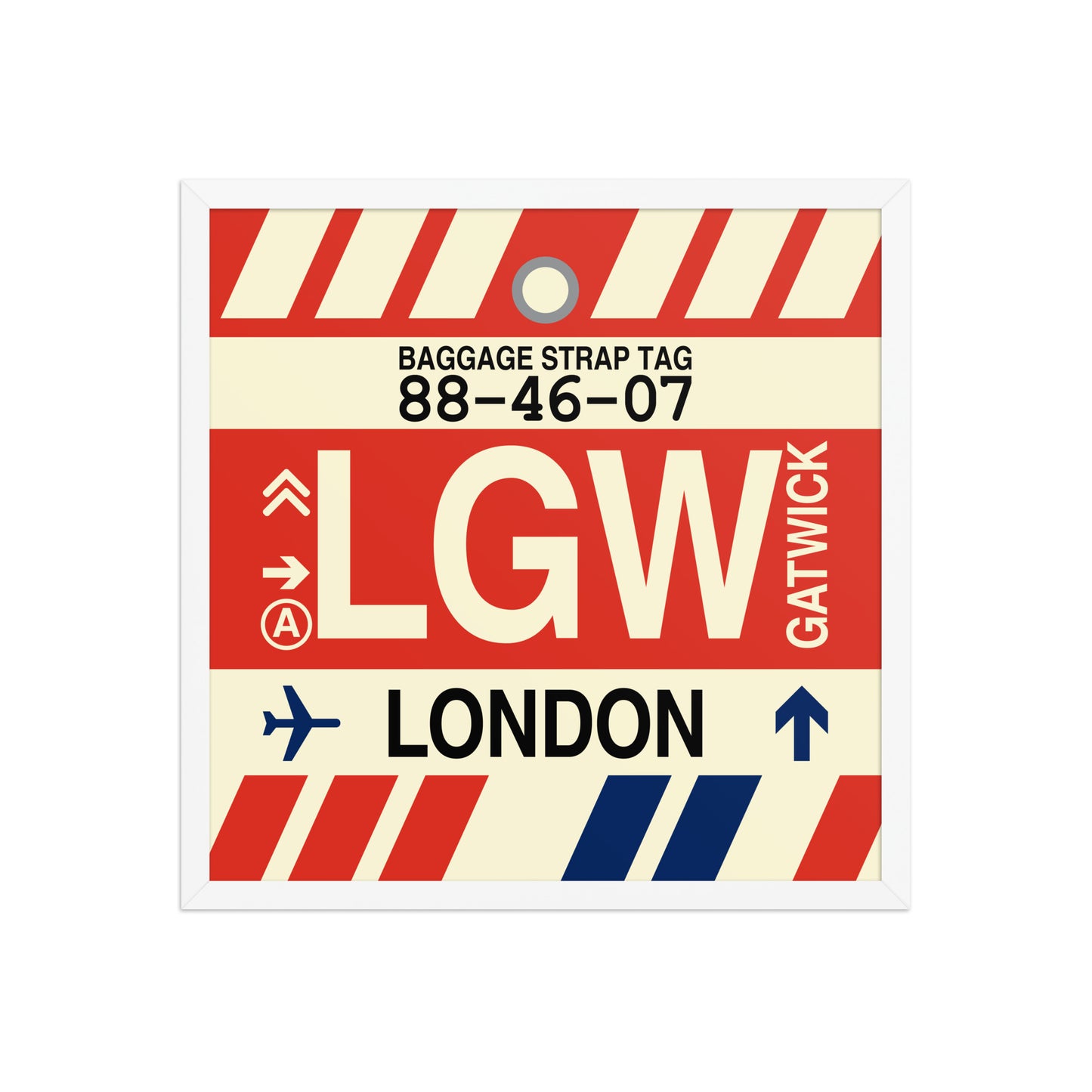 LGW London Framed Print • Jet Age Baggage Tag Design • YHM Designs - Image 14