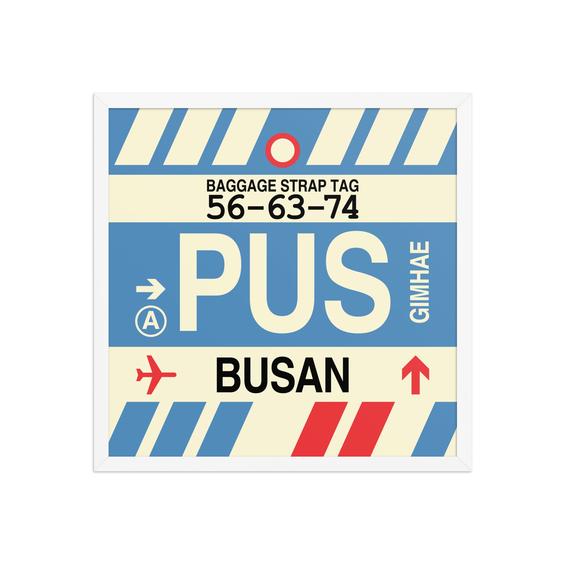 PUS Busan Framed Print • Jet Age Baggage Tag Design • YHM Designs - Image 14