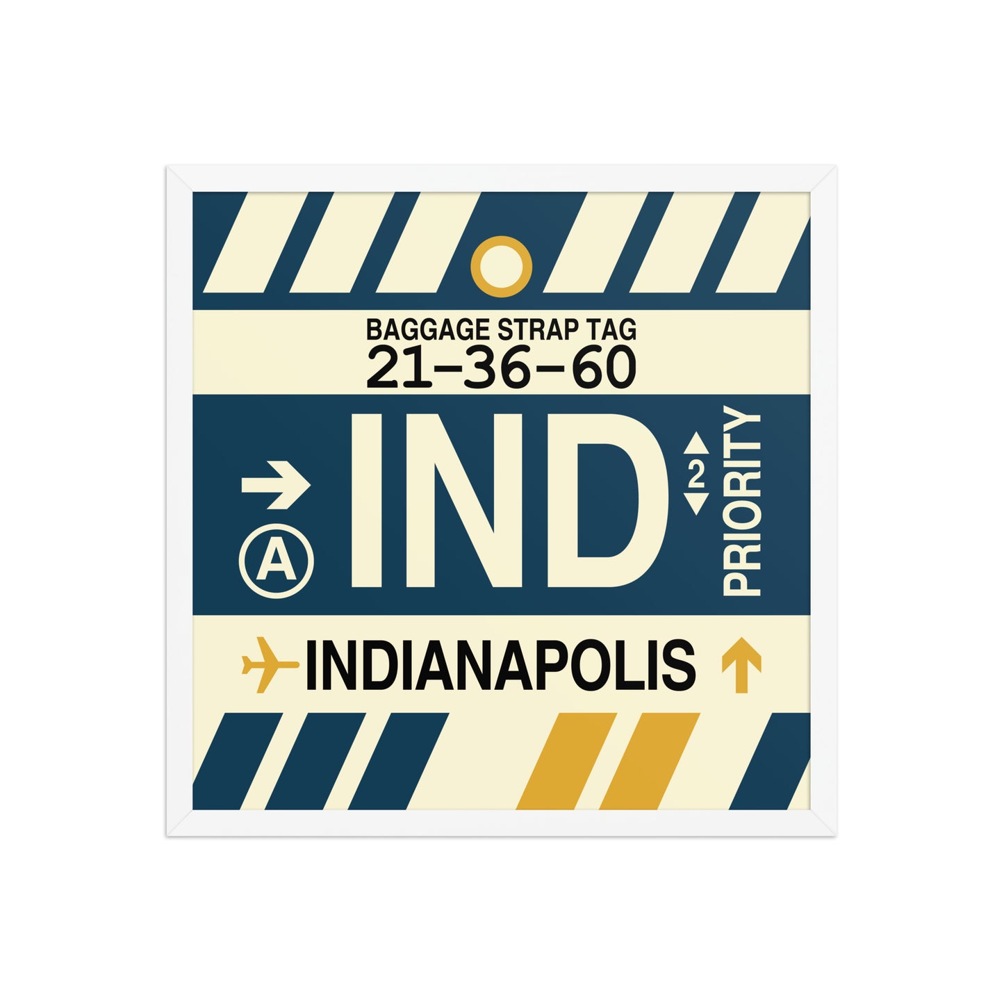 IND Indianapolis Framed Print • Jet Age Baggage Tag Design • YHM Designs - Image 14