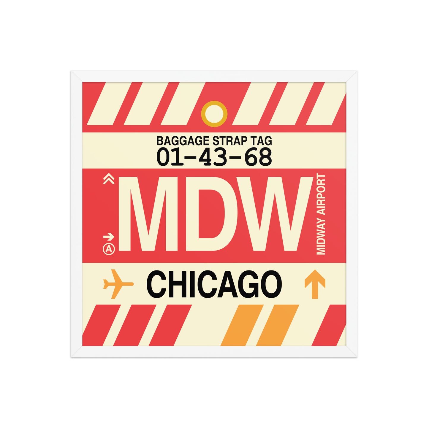 MDW Chicago Framed Print • Jet Age Baggage Tag Design • YHM Designs - Image 14