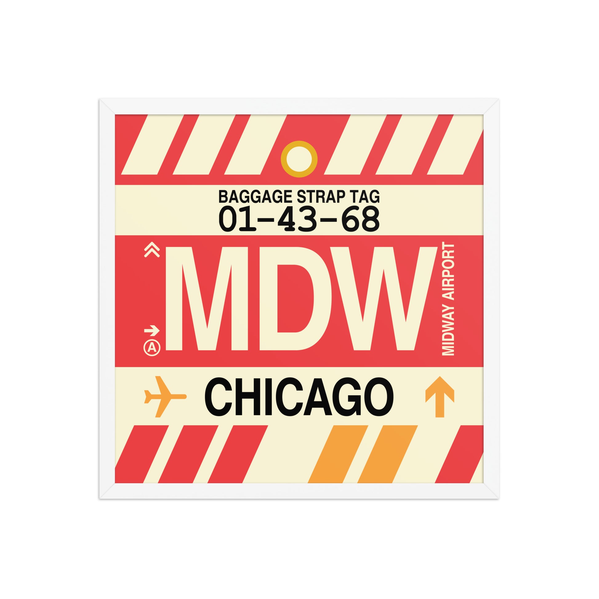 MDW Chicago Framed Print • Jet Age Baggage Tag Design • YHM Designs - Image 14