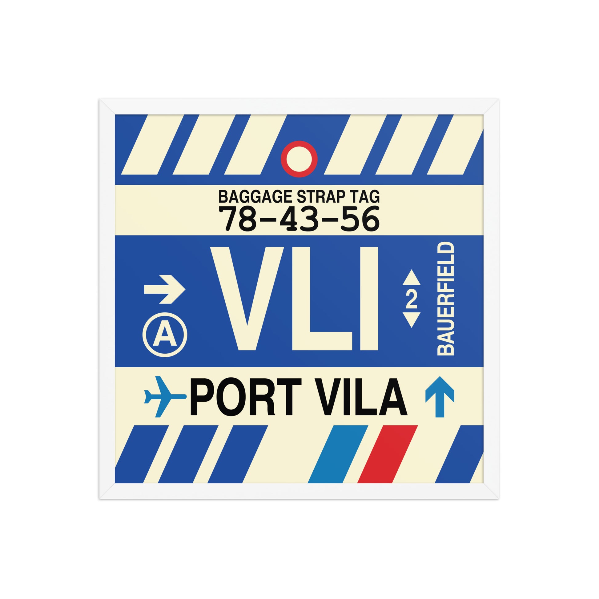 VLI Port Vila Framed Print • Jet Age Baggage Tag Design • YHM Designs - Image 15