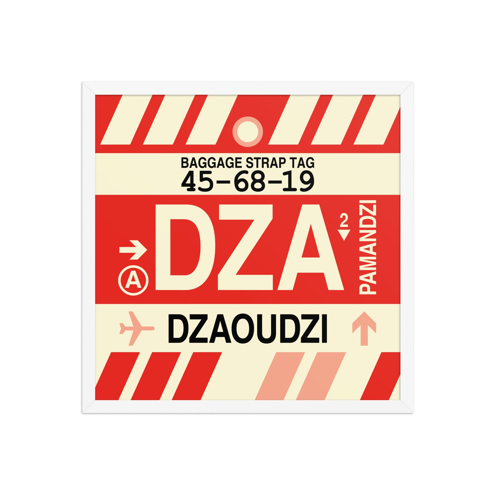 DZA Dzaoudzi Framed Print • Jet Age Baggage Tag Design • YHM Designs - Image 15