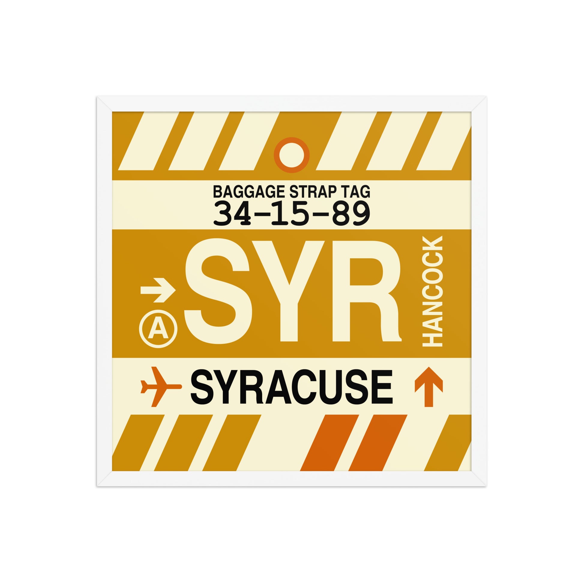 SYR Syracuse Framed Print • Jet Age Baggage Tag Design • YHM Designs - Image 14