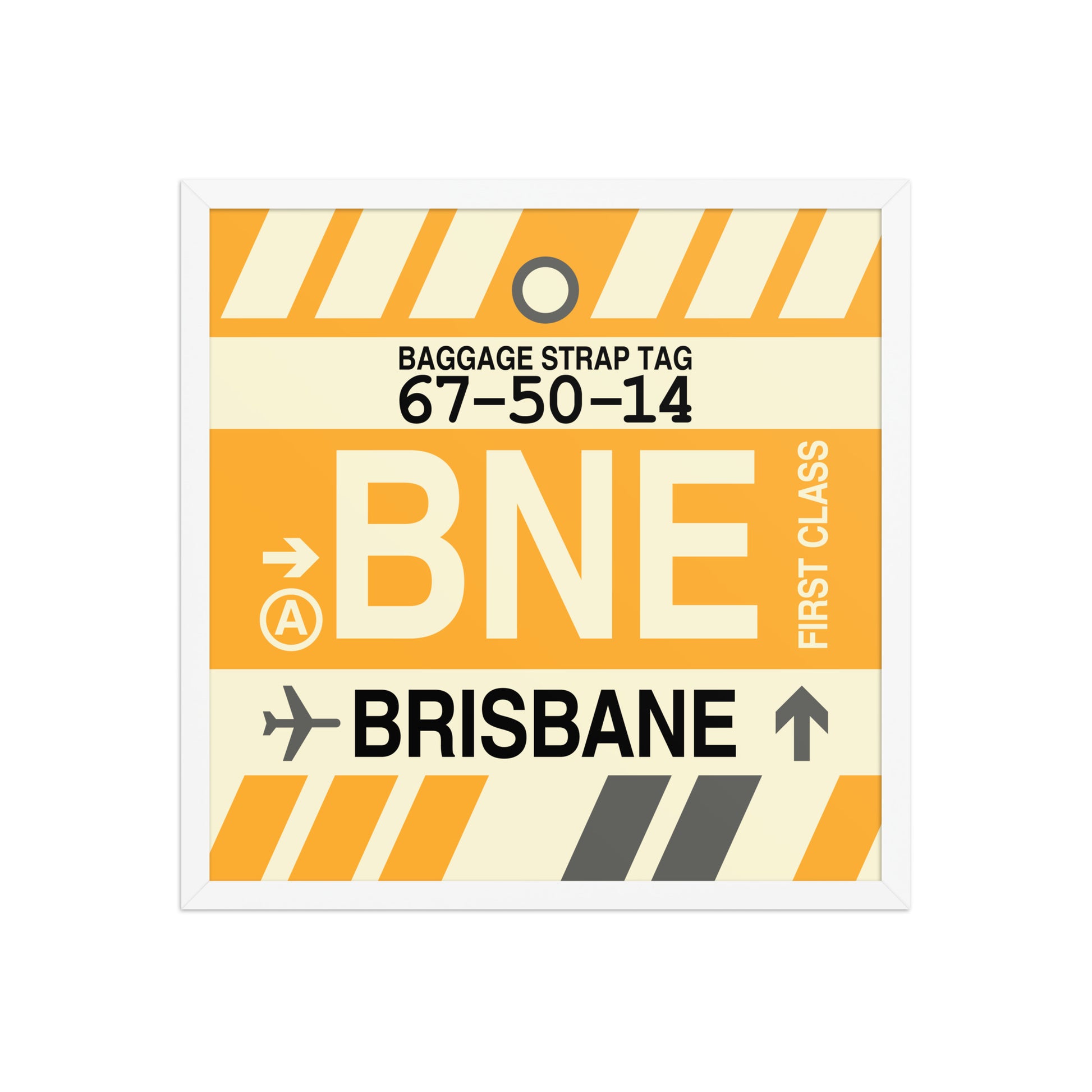 BNE Brisbane Framed Print • Jet Age Baggage Tag Design • YHM Designs - Image 14