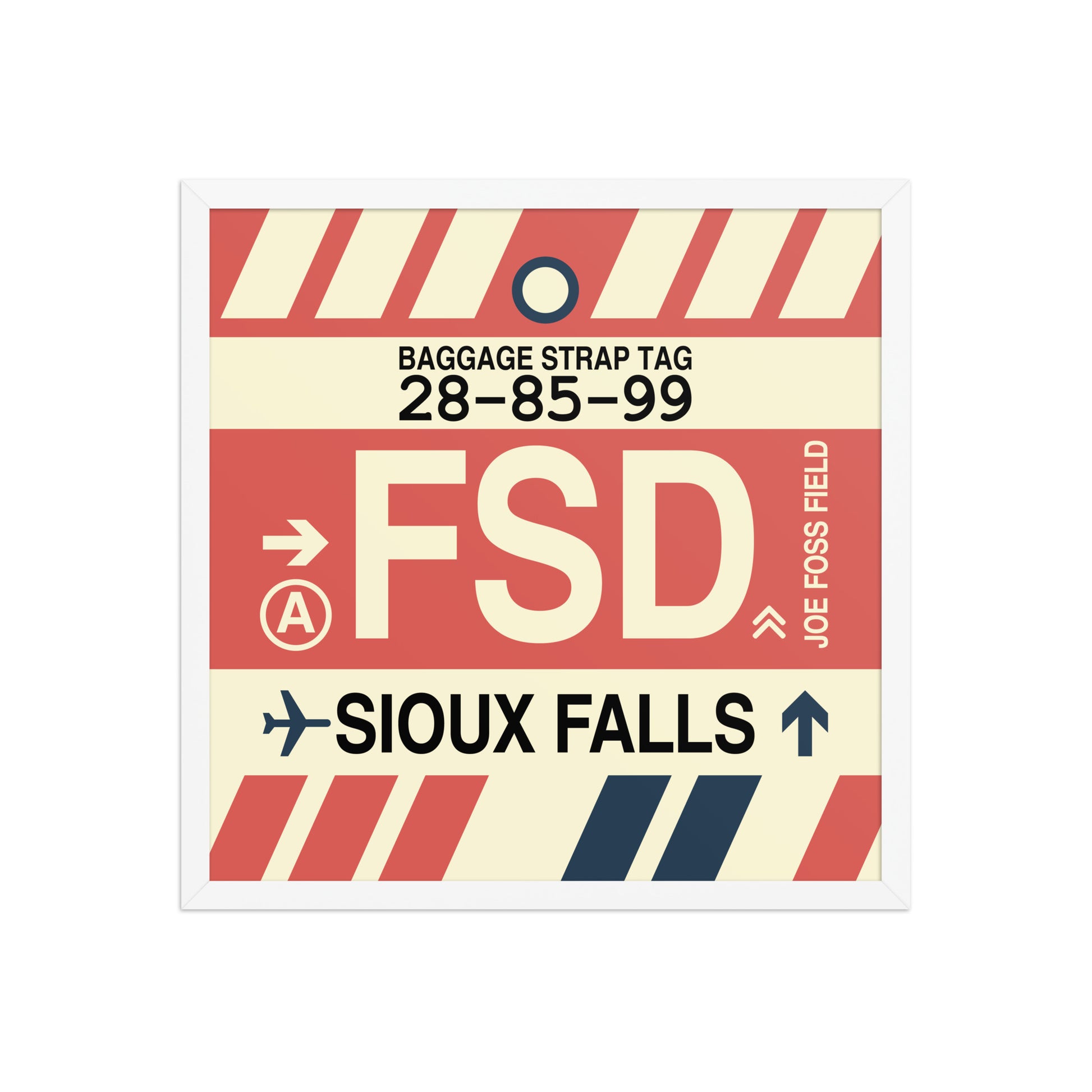 FSD Sioux Falls Framed Print • Jet Age Baggage Tag Design • YHM Designs - Image 14