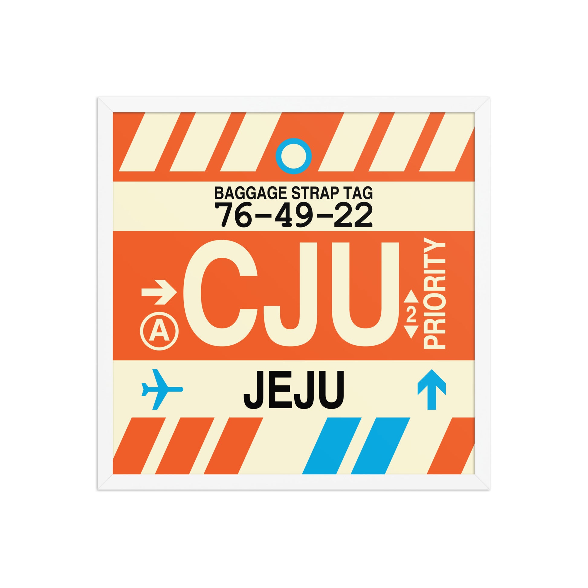 CJU Jeju Framed Print • Jet Age Baggage Tag Design • YHM Designs - Image 15