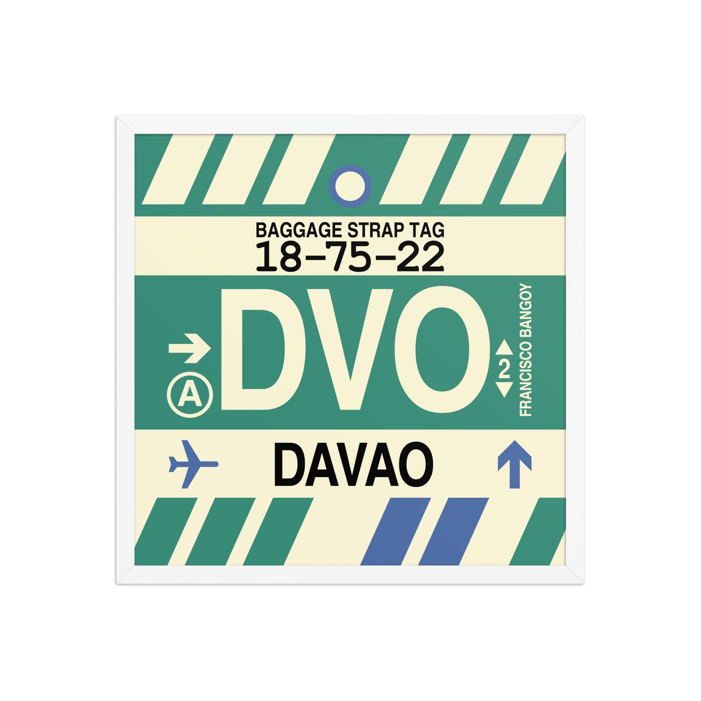 DVO Davao Framed Print • Jet Age Baggage Tag Design • YHM Designs - Image 15