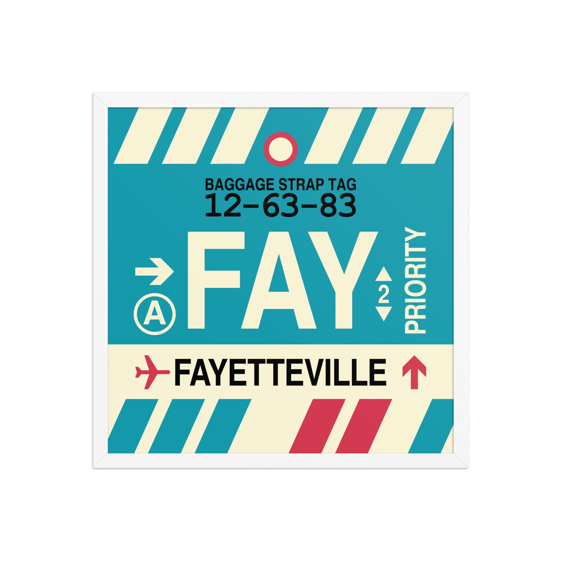 FAY Fayetteville Framed Print • Jet Age Baggage Tag Design • YHM Designs - Image 15