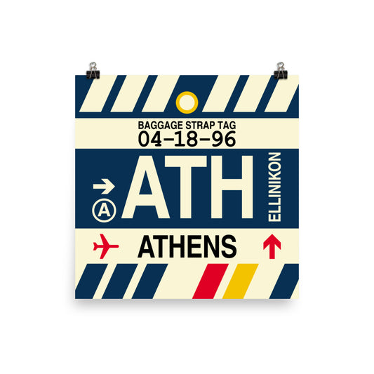 Travel-Themed Poster Print • ATH Athens • YHM Designs - Image 01