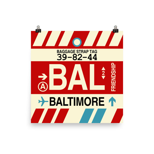 Travel-Themed Poster Print • BAL Baltimore • YHM Designs - Image 01