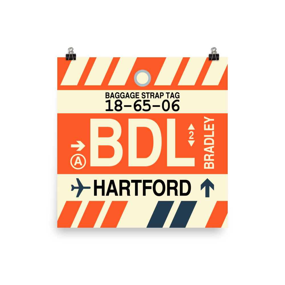 Travel-Themed Poster Print • BDL Hartford • YHM Designs - Image 01