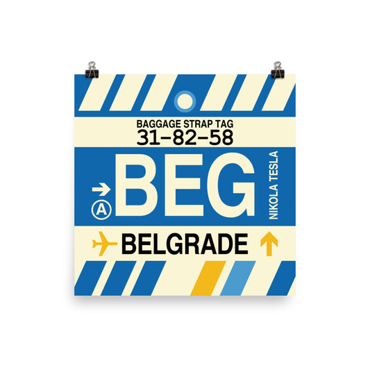 Travel-Themed Poster Print • BEG Belgrade • YHM Designs - Image 01