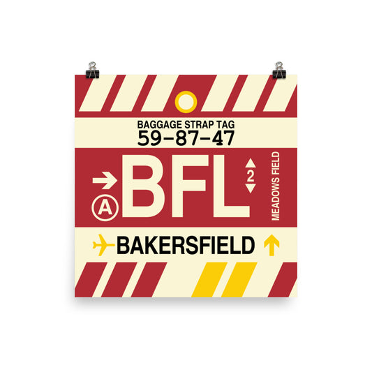 Travel-Themed Poster Print • BFL Bakersfield Souvenir • YHM Designs - Image 01
