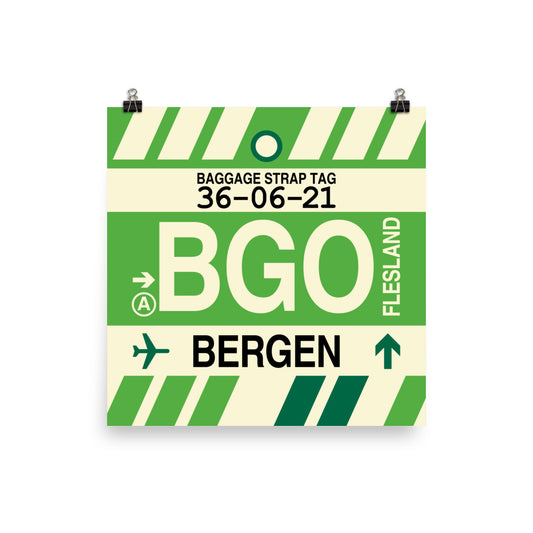 Travel-Themed Poster Print • BGO Bergen • YHM Designs - Image 01