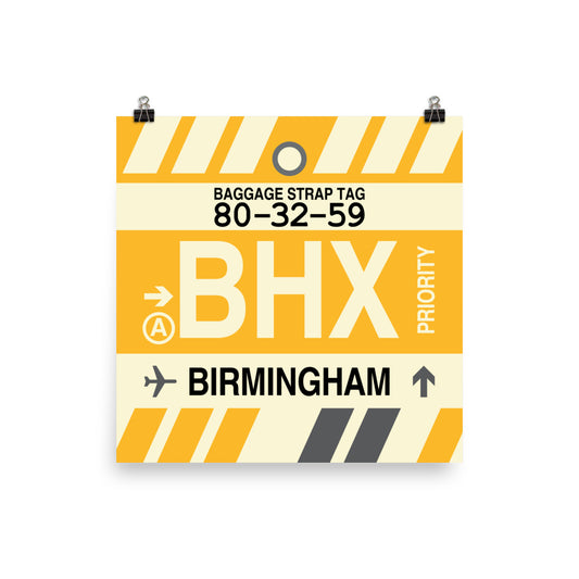 Travel-Themed Poster Print • BHX Birmingham • YHM Designs - Image 01