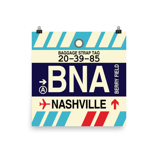 Travel-Themed Poster Print • BNA Nashville • YHM Designs - Image 01