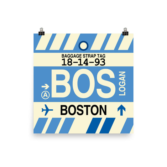Travel-Themed Poster Print • BOS Boston • YHM Designs - Image 01
