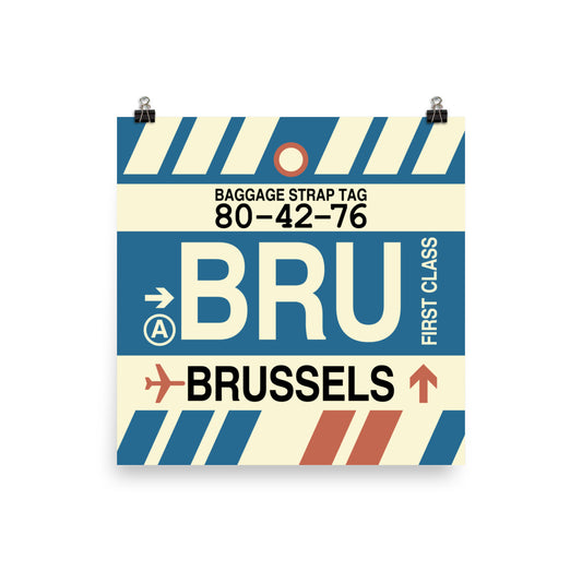 Travel-Themed Poster Print • BRU Brussels • YHM Designs - Image 01