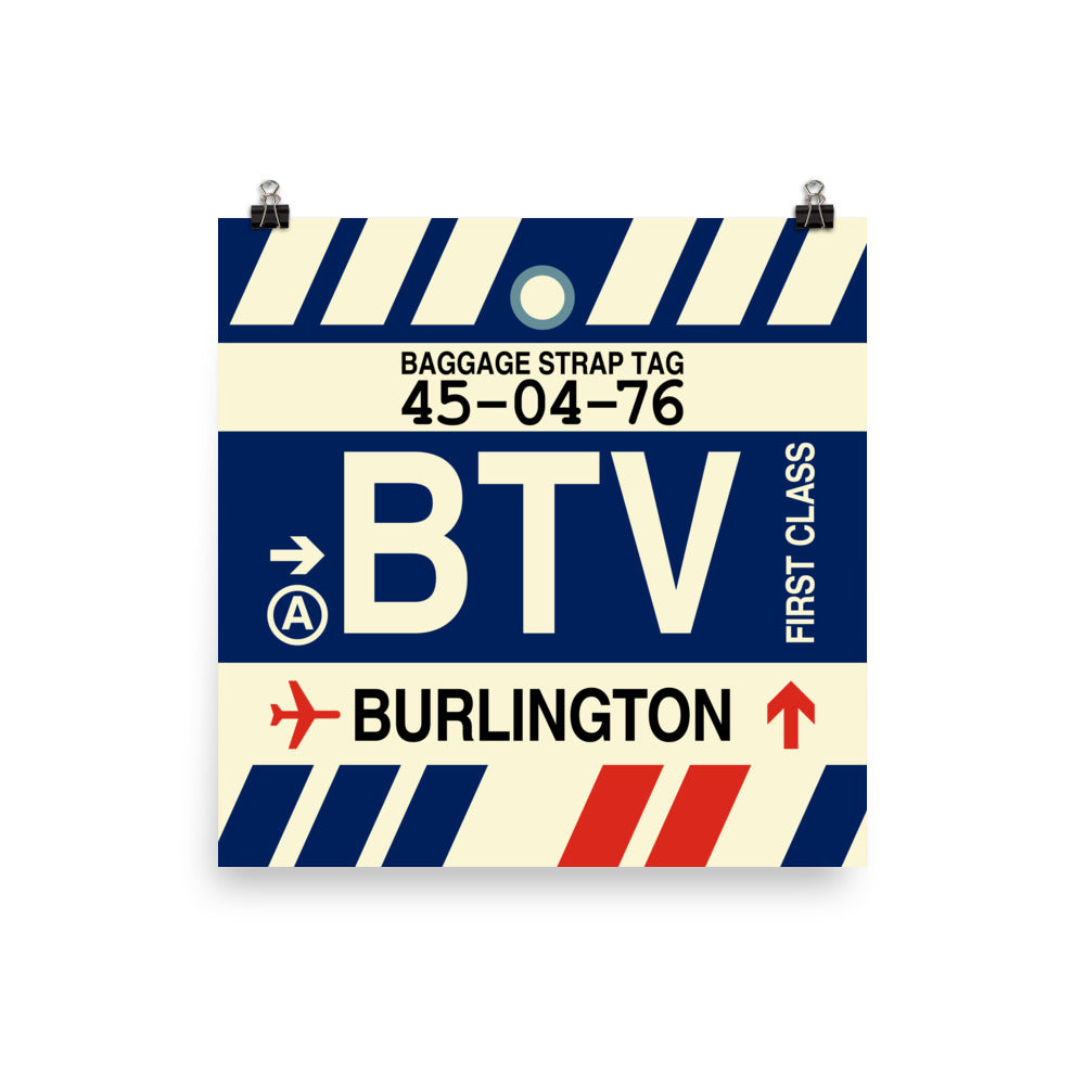 Travel-Themed Poster Print • BTV Burlington • YHM Designs - Image 01