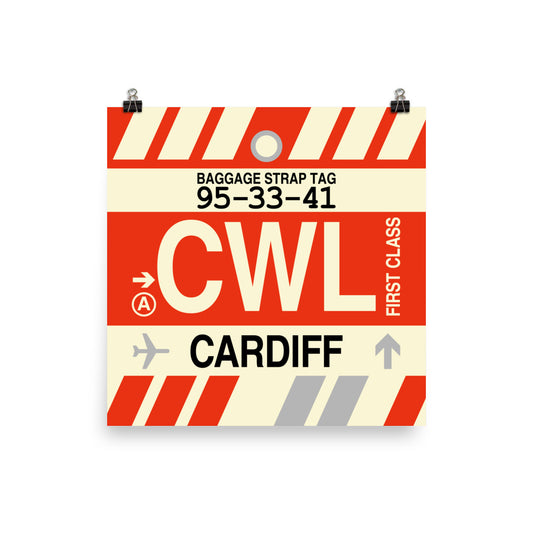 Travel-Themed Poster Print • CWL Cardiff Souvenir • YHM Designs - Image 01