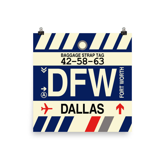 Travel-Themed Poster Print • DFW Dallas • YHM Designs - Image 01