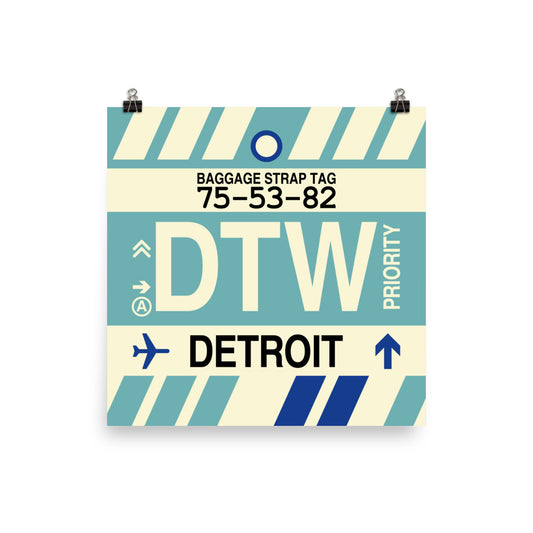 Travel-Themed Poster Print • DTW Detroit • YHM Designs - Image 02