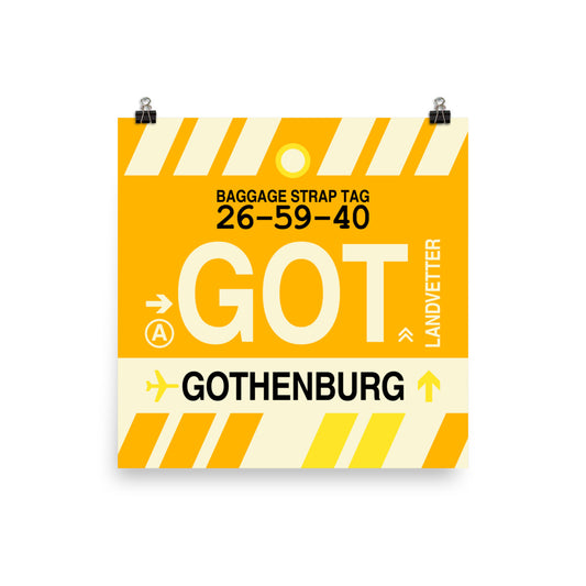 Travel-Themed Poster Print • GOT Gothenburg Souvenir • YHM Designs - Image 01