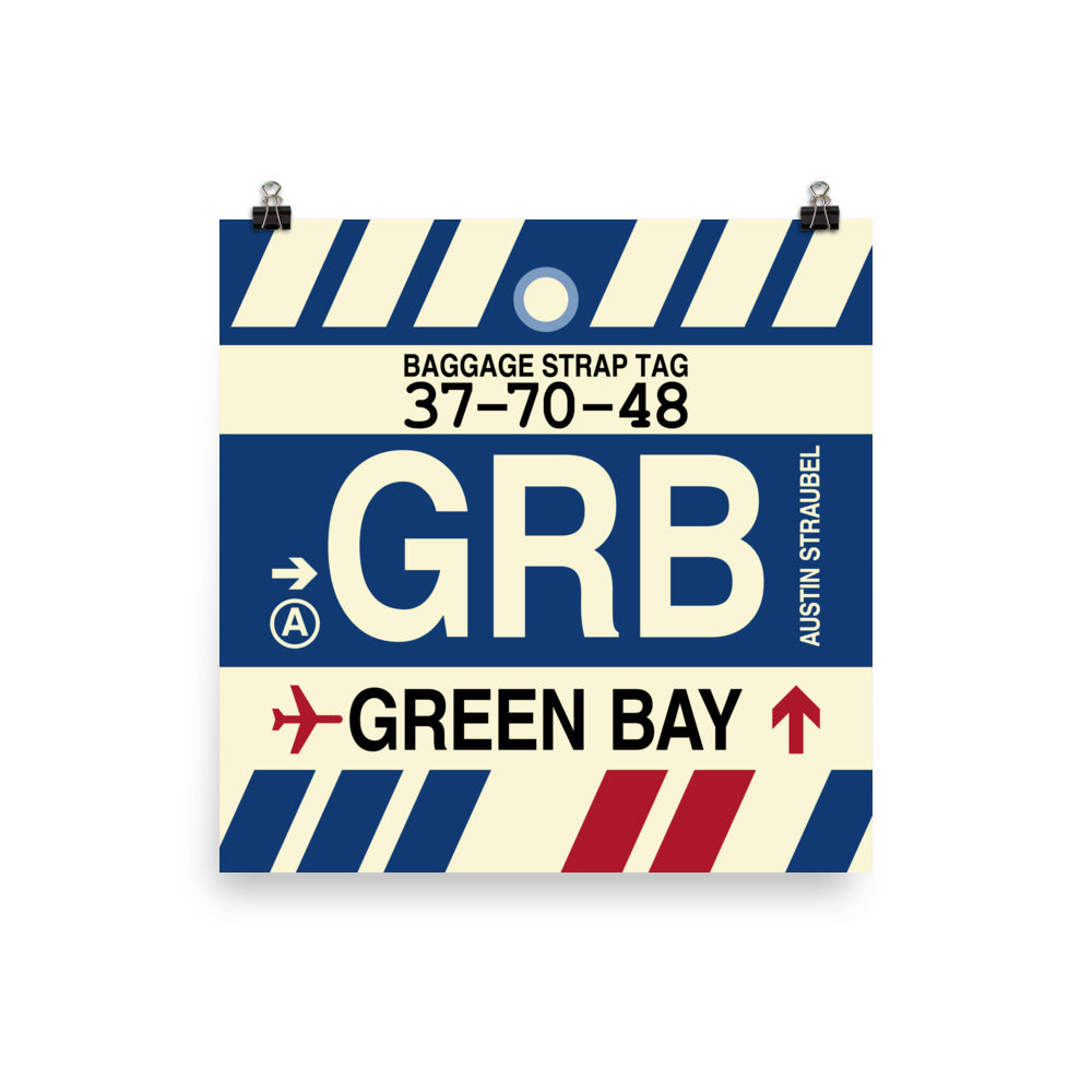 Travel-Themed Poster Print • GRB Green Bay • YHM Designs - Image 01