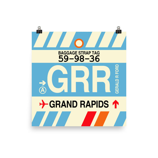 Travel-Themed Poster Print • GRR Grand Rapids • YHM Designs - Image 01