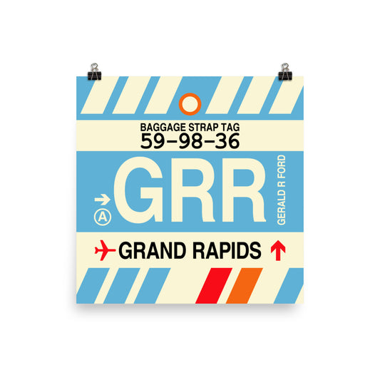 Travel-Themed Poster Print • GRR Grand Rapids Souvenir • YHM Designs - Image 01