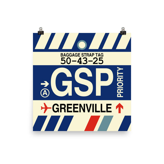 Travel-Themed Poster Print • GSP Greenville • YHM Designs - Image 01