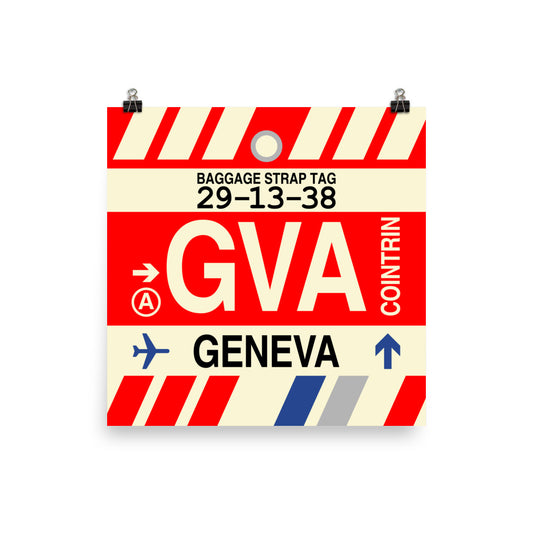 Travel-Themed Poster Print • GVA Geneva Souvenir • YHM Designs - Image 01