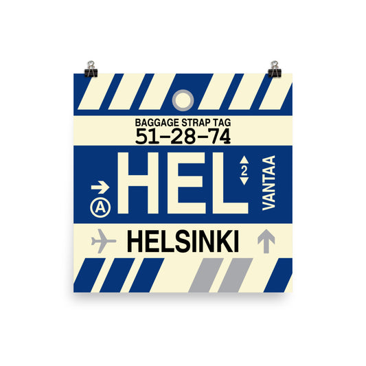 Travel-Themed Poster Print • HEL Helsinki Souvenir • YHM Designs - Image 01