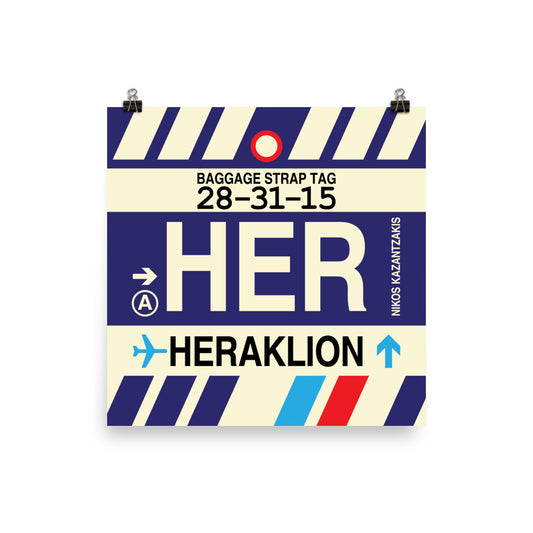 Travel-Themed Poster Print • HER Heraklion Souvenir • YHM Designs - Image 01