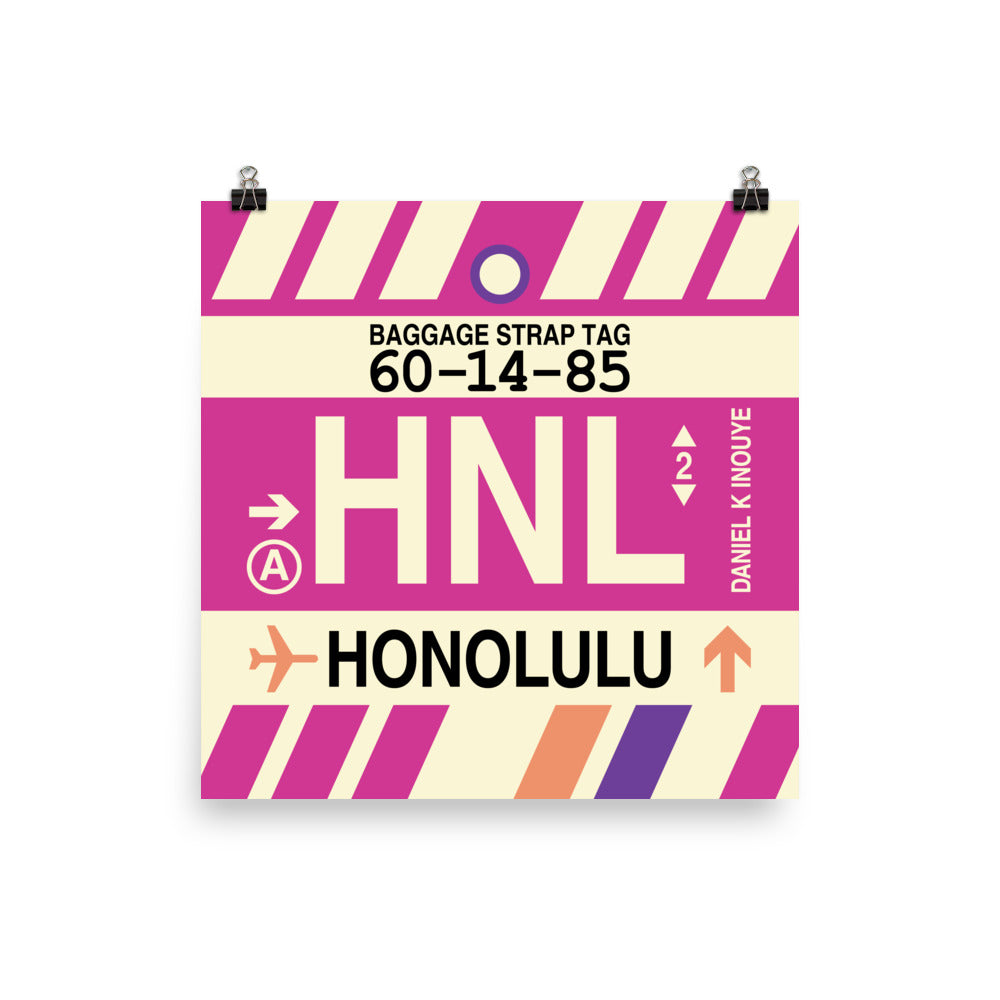 Travel-Themed Poster Print • HNL Honolulu • YHM Designs - Image 01