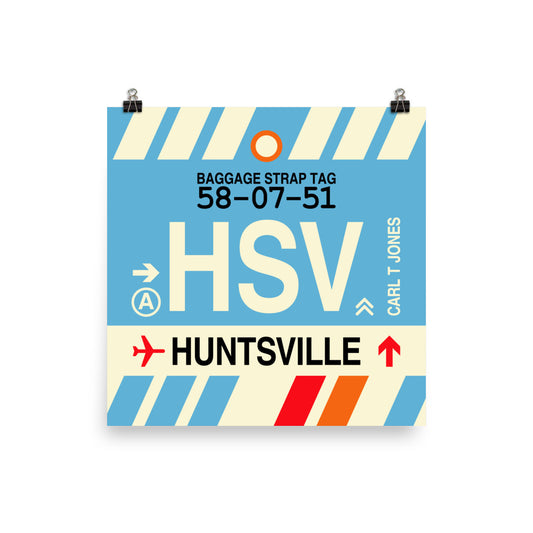 Travel-Themed Poster Print • HSV Huntsville Souvenir • YHM Designs - Image 01