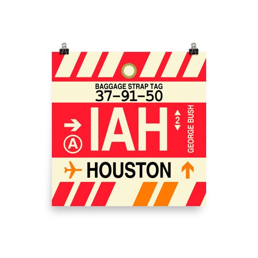Travel-Themed Poster Print • IAH Houston • YHM Designs - Image 01