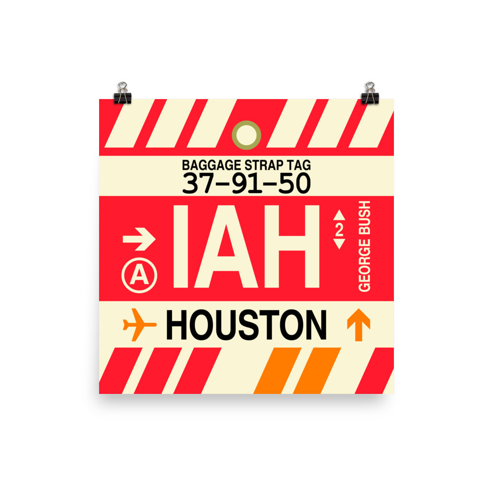 Travel-Themed Poster Print • IAH Houston Souvenir • YHM Designs - Image 01