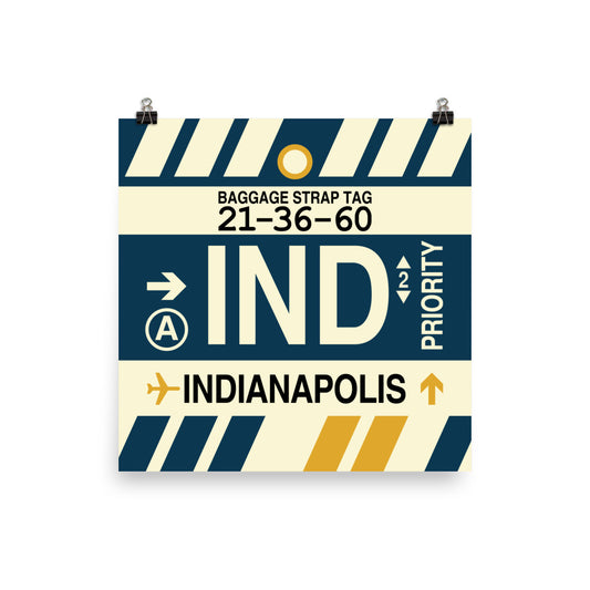 Travel-Themed Poster Print • IND Indianapolis • YHM Designs - Image 01