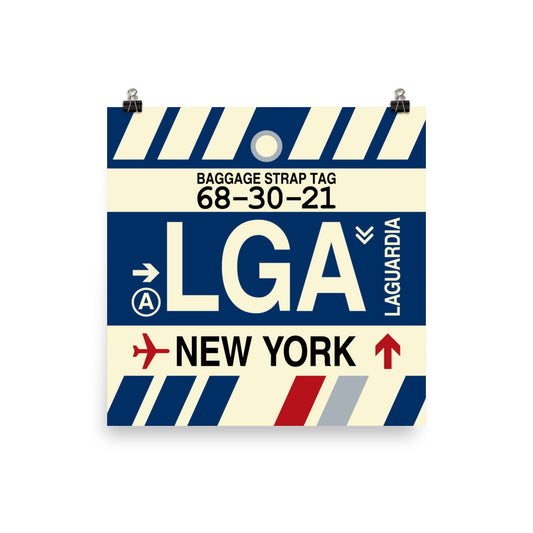 Travel-Themed Poster Print • LGA New York City • YHM Designs - Image 01