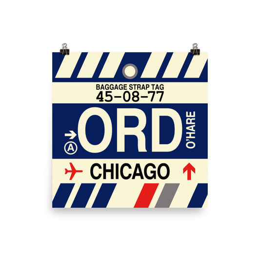 Travel-Themed Poster Print • ORD Chicago • YHM Designs - Image 01
